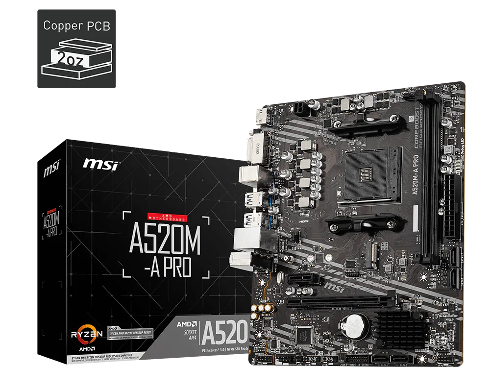 MSI A520M-A PRO AMD A520 DDR4 MOTHERBOARD