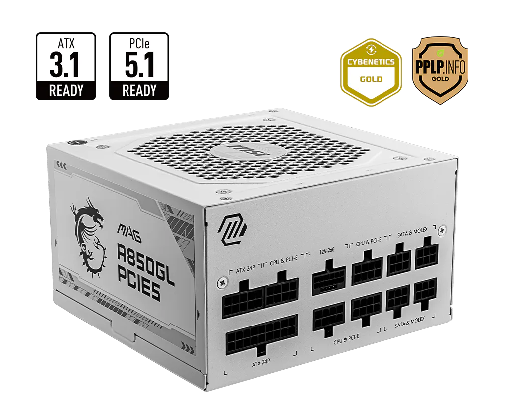 MSI MAG A850GL PCIE5 850W ATX 3.1 80 PLUS GOLD POWER SUPPLY
