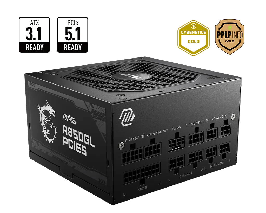 MSI MAG A850GL PCIE5 850W ATX 3.1 80 PLUS GOLD POWER SUPPLY