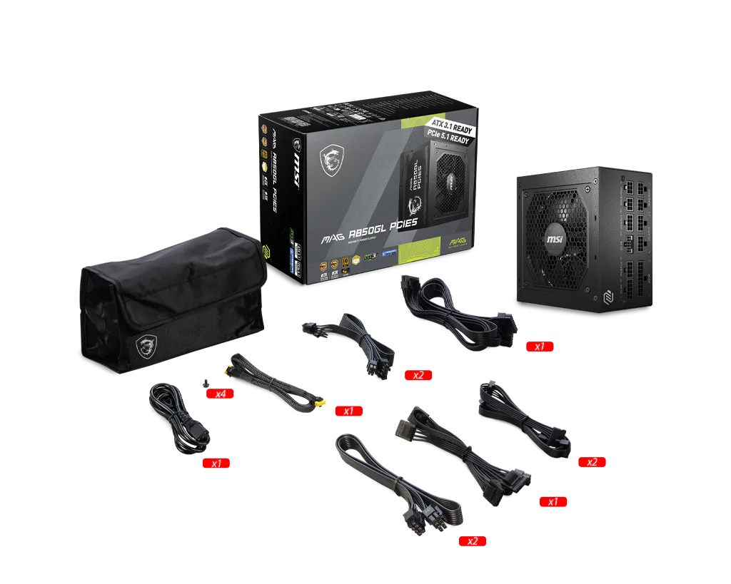 MSI MAG A850GL PCIE5 850W ATX 3.1 80 PLUS GOLD POWER SUPPLY