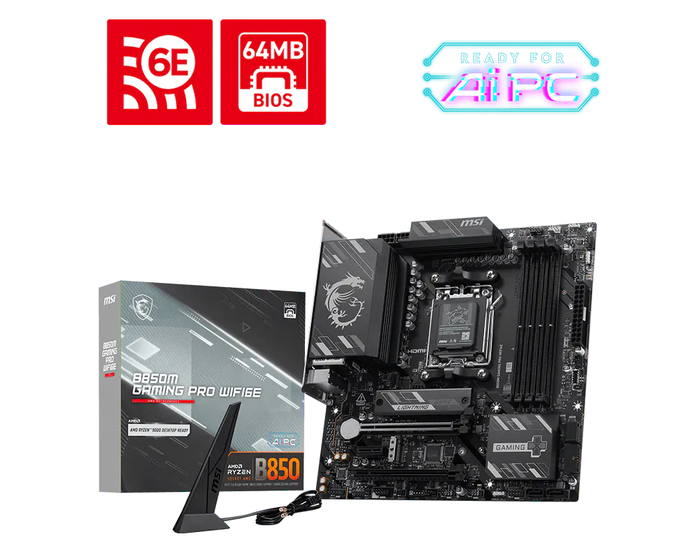 MSI B850M GAMING PRO WIFI6E AMD B850 DDR5 MOTHERBOARD