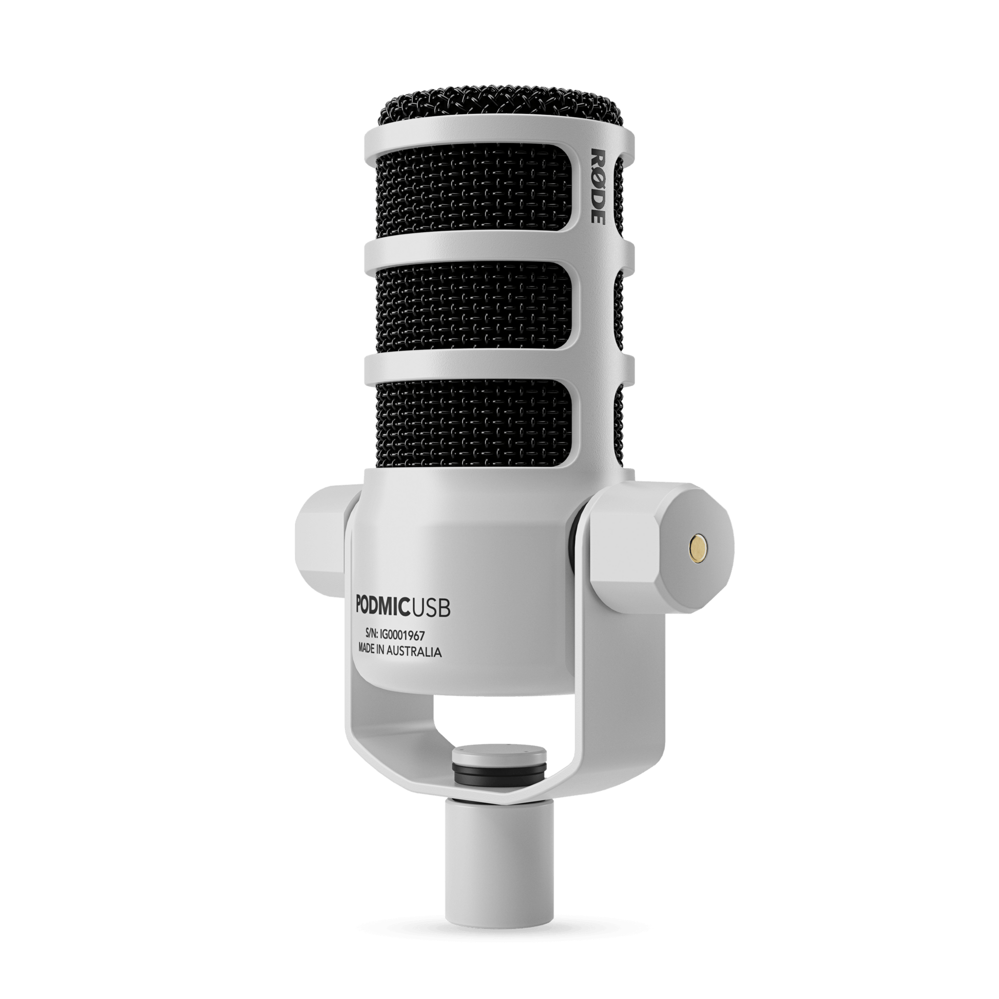 Rode PodMic USB Versatile Dynamic Broadcast Microphone And PSA1+ Professional Studio Arm Combo - White - Golchha Computers