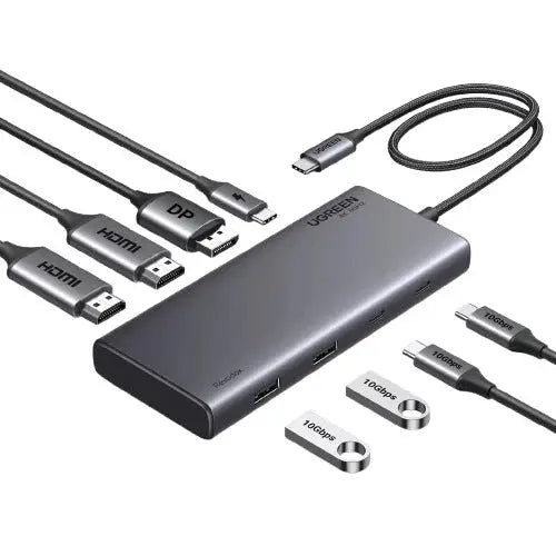 UGREEN 8-in-1 USB-C Docking Station, Triple Display 2× HDMI + DP 4K 60Hz, 10Gbps, 100W PD (35625)