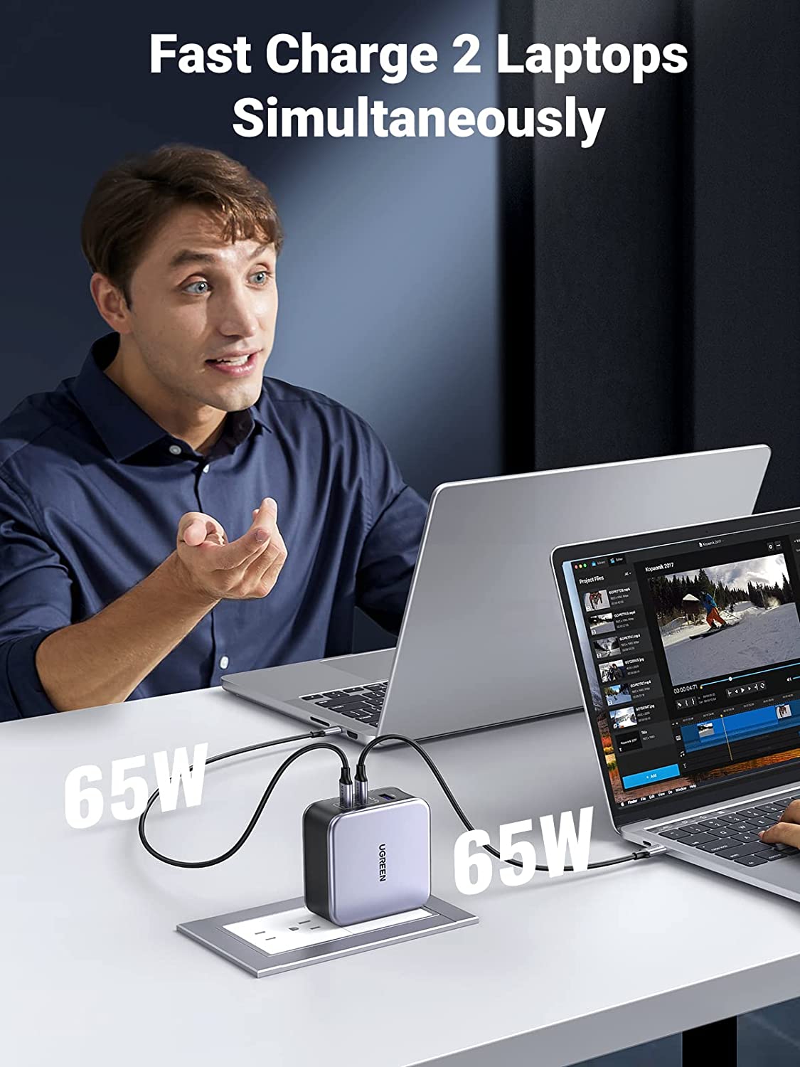UGREEN Nexode 140W 3-Port GaN Charger PD 3.1 with 240W USB-C Cable (90549)