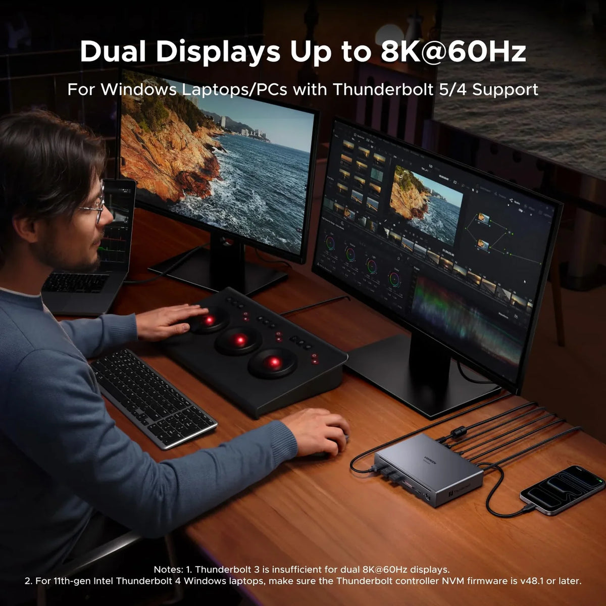 UGREEN Revodok Maxidok Thunderbolt 5 Dock 10-in-1 with Gigabit Ethernet and dual 6K/8K displays - GOLCHHA COMPUTERS 