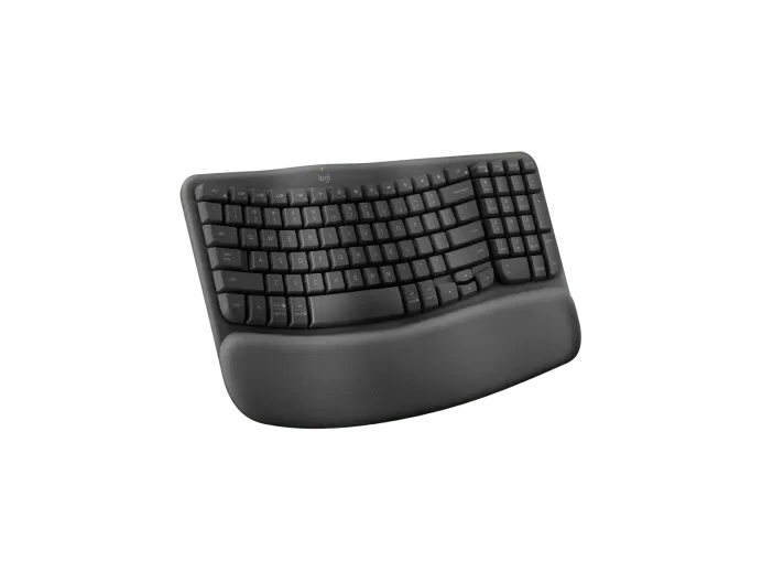 Logitech Wave Keys- A wireless ergonomic keyboard with a cushioned palm rest, for natural, feel-good typing throughout the day. - Golchha Computers