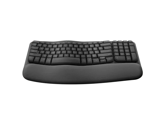 Logitech Wave Keys- A wireless ergonomic keyboard with a cushioned palm rest, for natural, feel-good typing throughout the day. - Golchha Computers