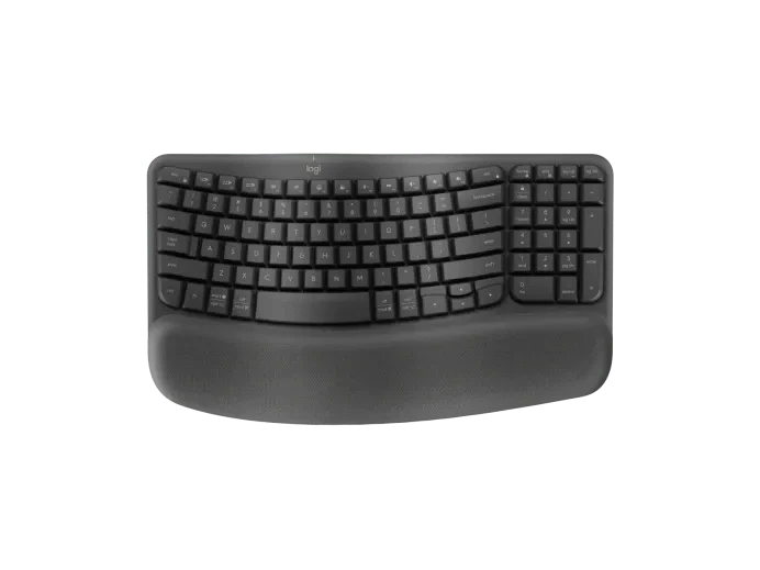 Logitech Wave Keys- A wireless ergonomic keyboard with a cushioned palm rest, for natural, feel-good typing throughout the day. - Golchha Computers