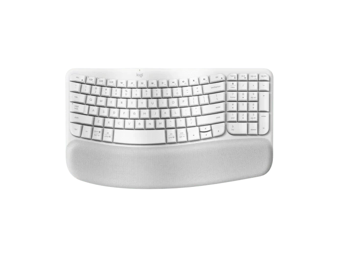 Logitech Wave Keys- A wireless ergonomic keyboard with a cushioned palm rest, for natural, feel-good typing throughout the day. - Golchha Computers