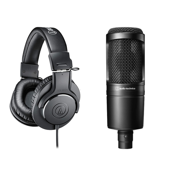 Audio-Technica Ath-M20X Wired Over Ear Headphones & AT2020 Cardioid Condenser Studio Microphone Combo - Golchha Computers
