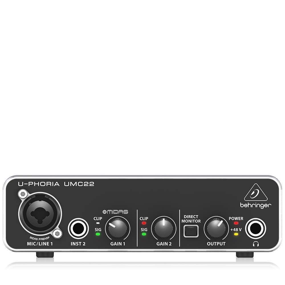 Behringer U-PHORIA UMC22 Audiophile 2x2 USB Audio Interface with MIDAS Mic Preamplifier - Golchha Computers