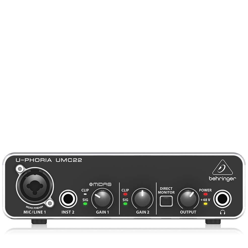 Behringer U-PHORIA UMC22 Audiophile 2x2 USB Audio Interface with MIDAS Mic Preamplifier - Golchha Computers