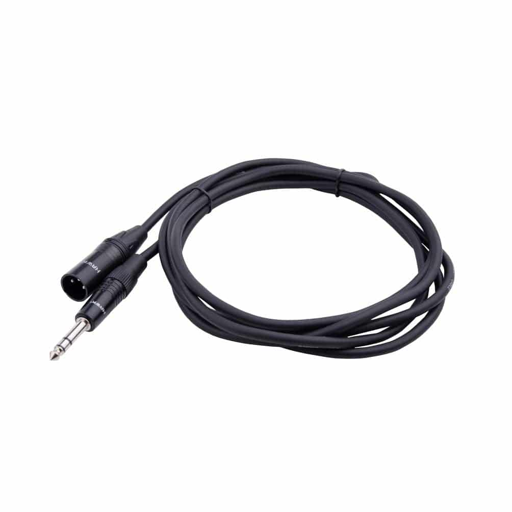 Hawk Proaudio SXSG016 Gold Series 6.35mm TRS Male to XLR Male Balanced Interconnect With Cable Tie - 16 feet (Black) - Golchha Computers