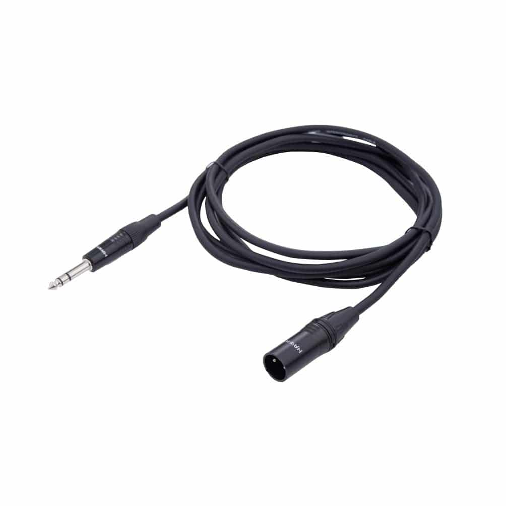 Hawk Proaudio SXSG016 Gold Series 6.35mm TRS Male to XLR Male Balanced Interconnect With Cable Tie - 16 feet (Black) - Golchha Computers