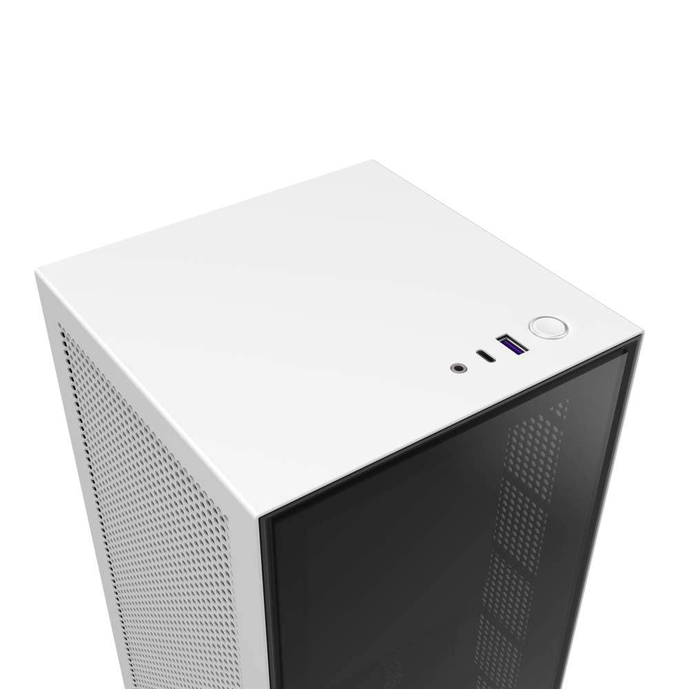 NZXT H1 Computer Gaming Cabinet - White/Black /Support Mini-ITX Motherboard with Integrated 650W PSU & 140mm AIO Liquid Cooler - Golchha Computers