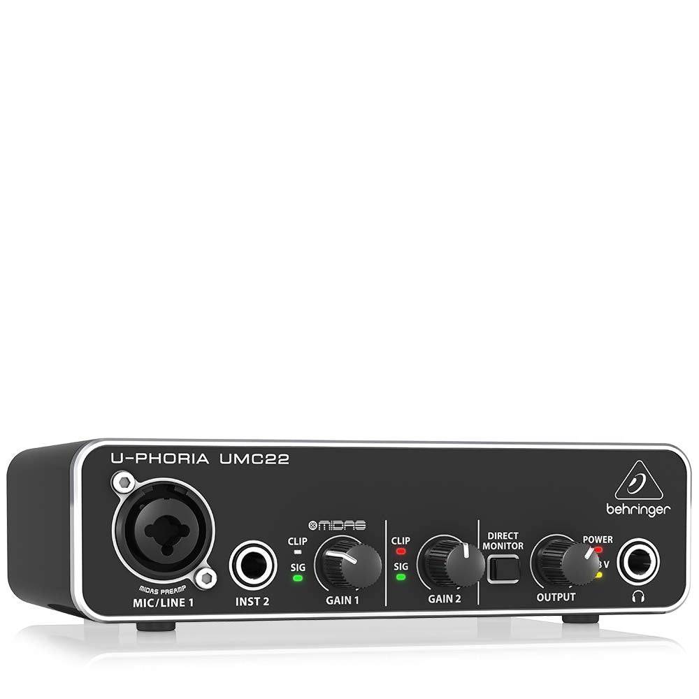 Behringer U-PHORIA UMC22 Audiophile 2x2 USB Audio Interface with MIDAS Mic Preamplifier - Golchha Computers