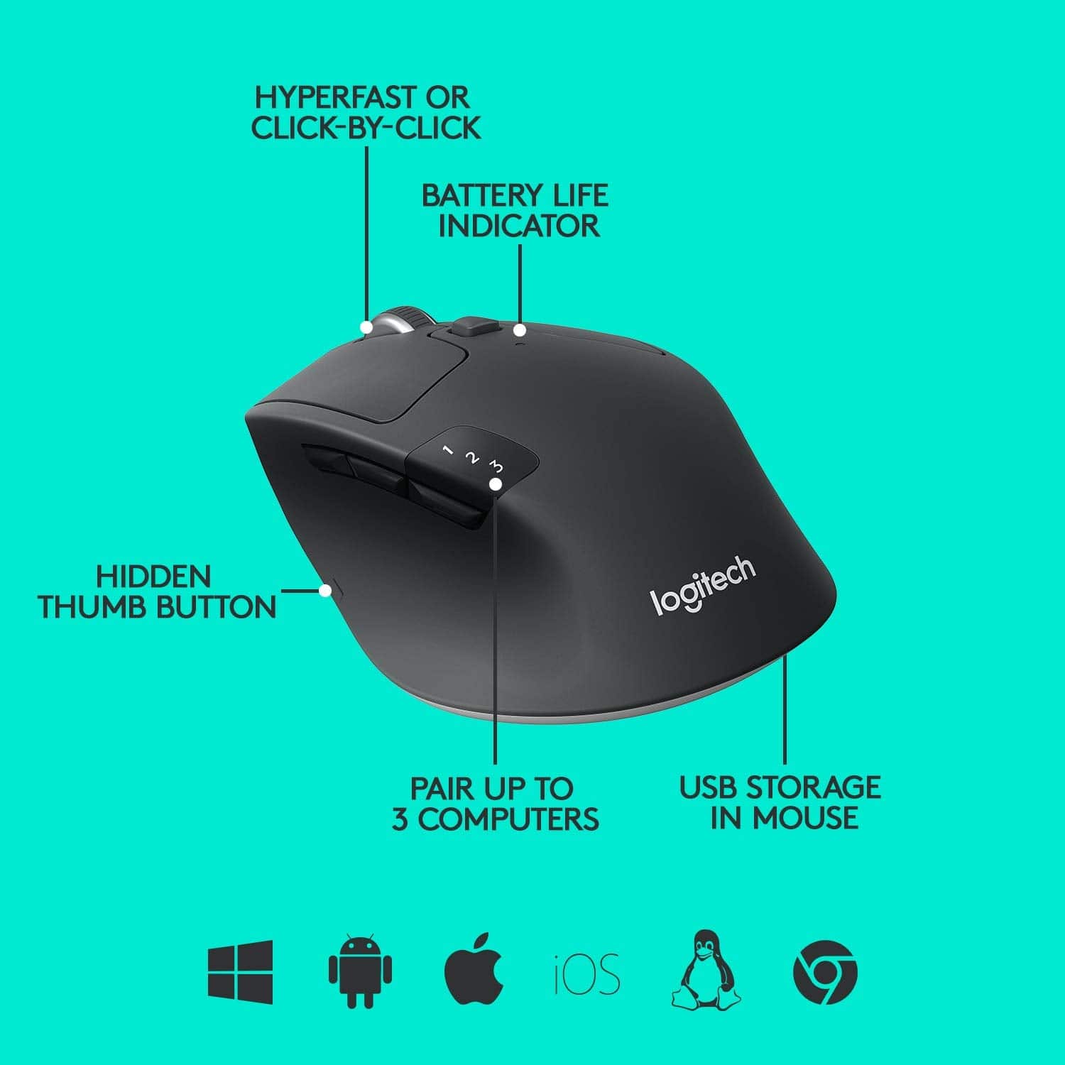 Logitech M720 Triathlon Multi-device Wireless Mouse - Golchha Computers