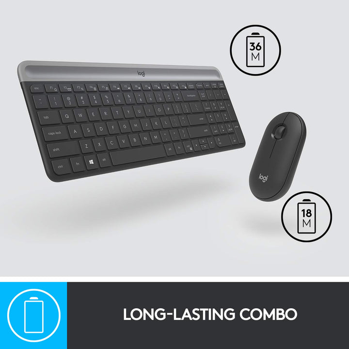 Logitech Slim Wireless Keyboard and Mouse Combo MK470 Ultra-slim, compact, and quiet wireless keyboard and mouse combo - Golchha Computers
