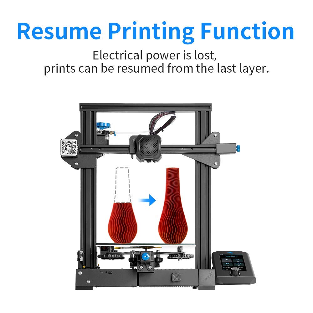 Creality Ender 3 V2 3D Printer with Silent Motherboard, Branded SMPS, Tempered Carborundum Glass Plate & Resume Printing Function - Golchha Computers