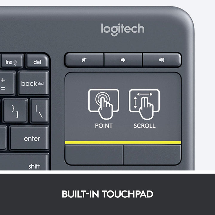 Logitech K400 PLUS WIRELESS TOUCH KEYBOARD Relaxed wireless control of your PC connected TV - Golchha Computers