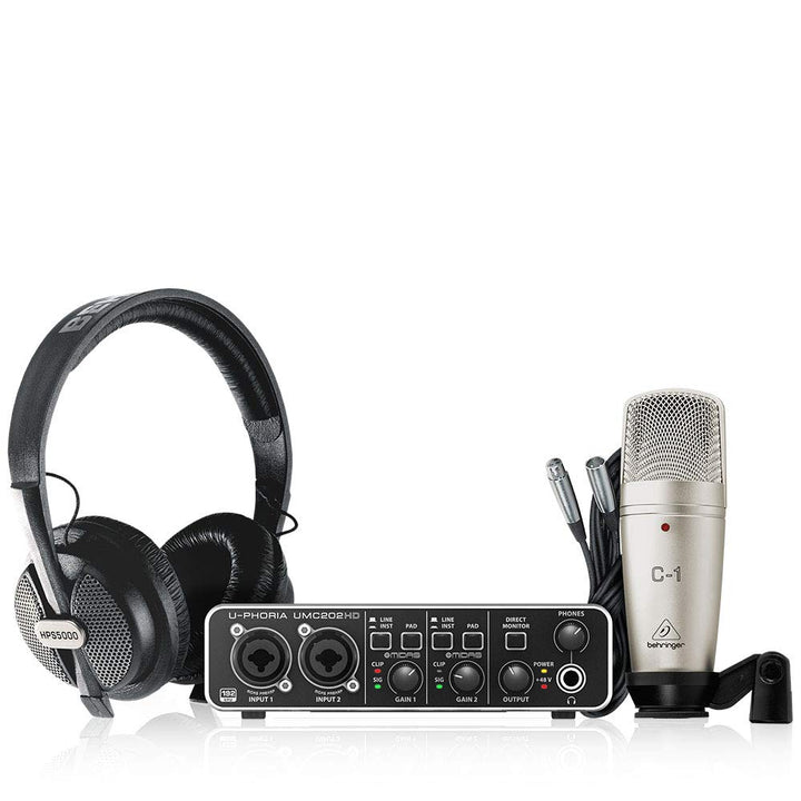 Behringer U-PHORIA STUDIO PRO Complete Recording Bundle with High Definition USB Audio Interface, Condenser Microphone and Studio Headphones - Golchha Computers