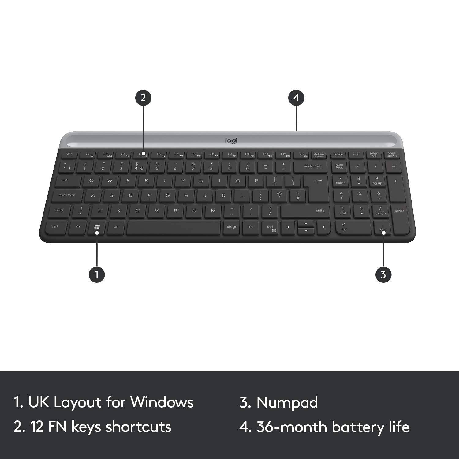 Logitech Slim Wireless Keyboard and Mouse Combo MK470 Ultra-slim, compact, and quiet wireless keyboard and mouse combo - Golchha Computers