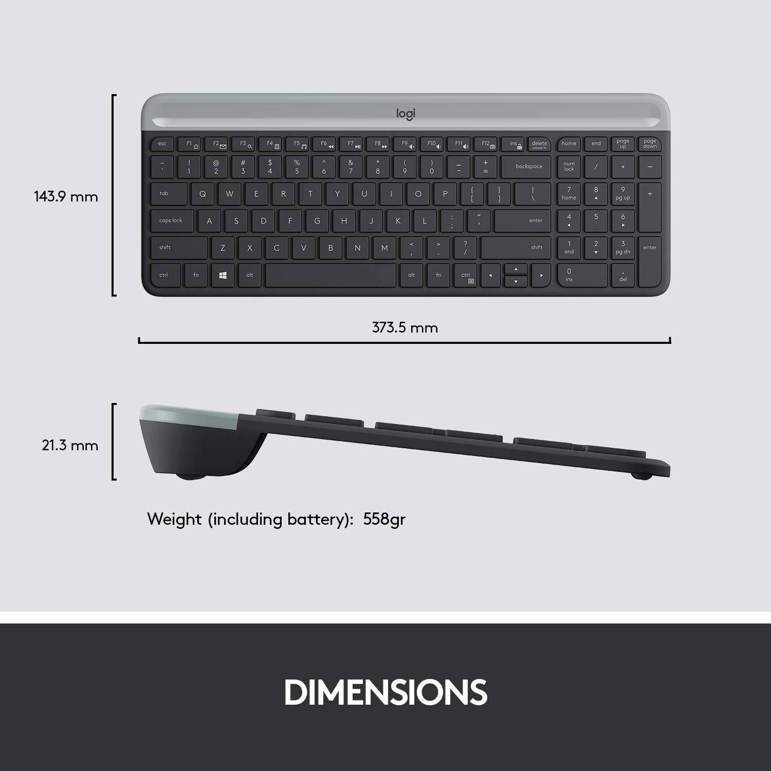 Logitech Slim Wireless Keyboard and Mouse Combo MK470 Ultra-slim, compact, and quiet wireless keyboard and mouse combo - Golchha Computers