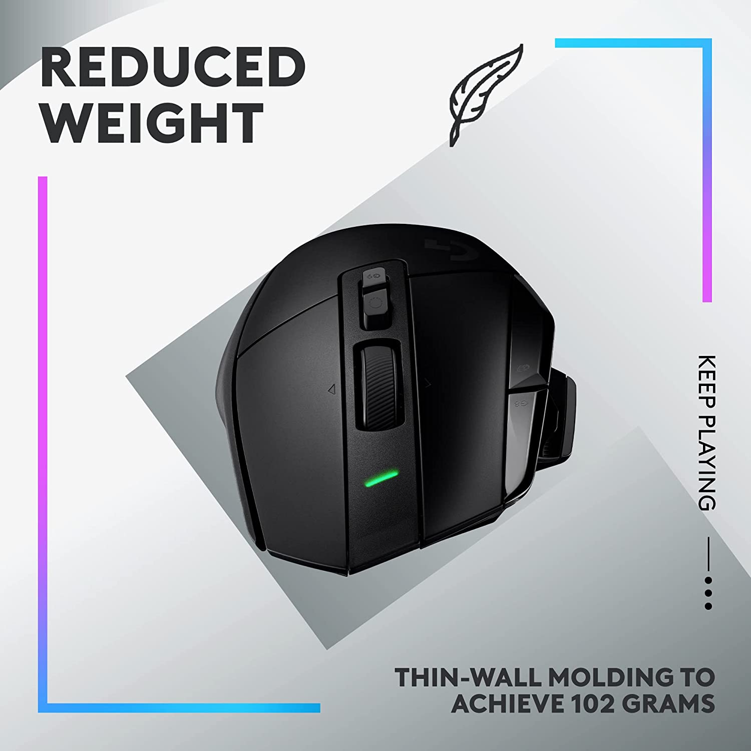 Logitech G502 X Lightspeed Wireless Gaming Mouse - Optical Mouse with LIGHTFORCE Hybrid Optical-Mechanical switches, Hero 25K Gaming Sensor, Black - Golchha Computers