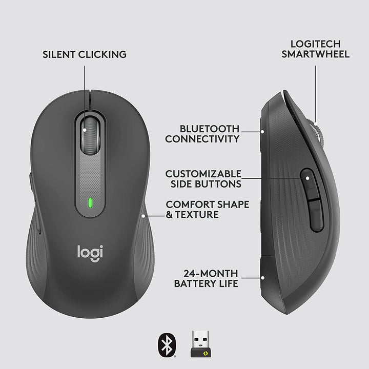 Logitech Signature M650 Wireless Mouse - for Small to Medium Sized Hands, 2-Year Battery