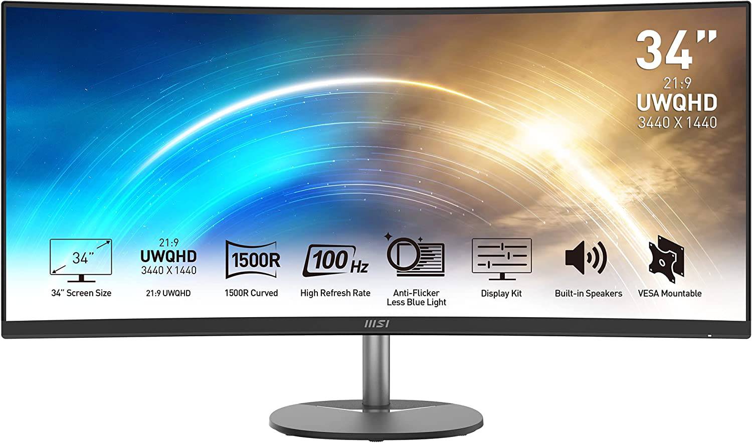 MSI Pro MP341CQ 34 Inch 116.25% SRGB Business Monitor