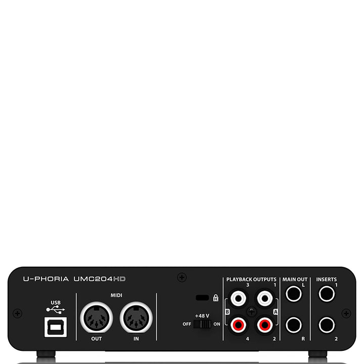 Behringer UMC204 HD U-Phoria USB Audio Interface with MIDAS Microphone Preamplifiers - Golchha Computers