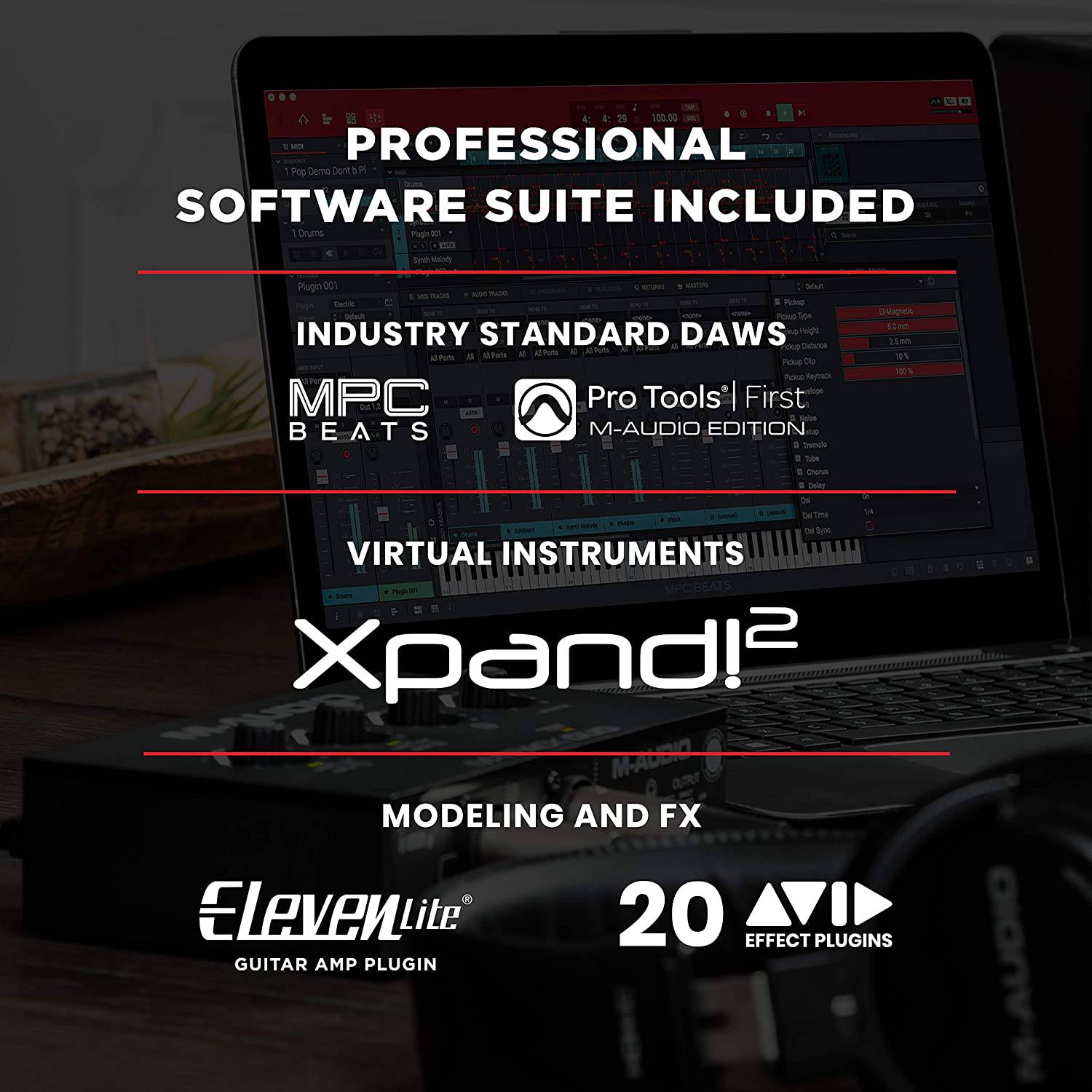 M-Audio M-Track Duo – USB Audio Interface for Recording, Streaming and Podcasting with Dual XLR, Line & DI Inputs, plus a Software Suite Included - Golchha Computers