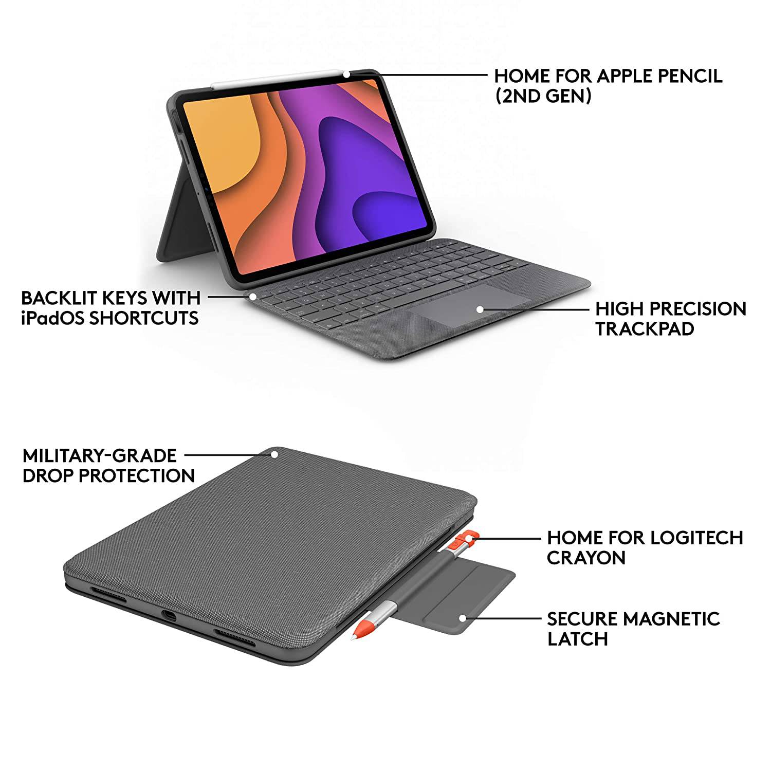 Logitech Folio Touch Backlit keyboard case with trackpad for iPad Air (4th & 5th gen) - Golchha Computers