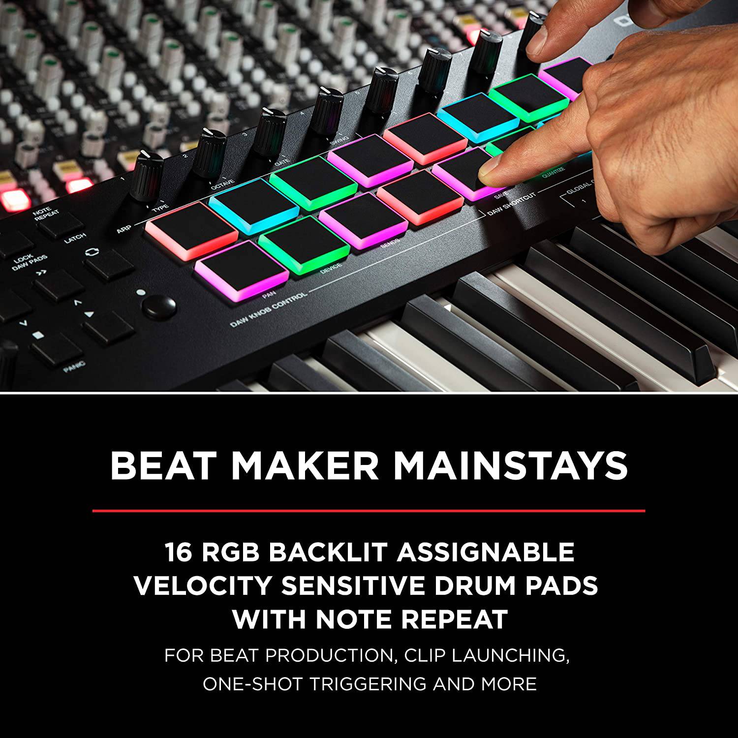 M-Audio Oxygen Pro 61 – 61 Key USB MIDI Keyboard Controller With Beat Pads, MIDI assignable Knobs, Buttons & Faders and Software Suite Included