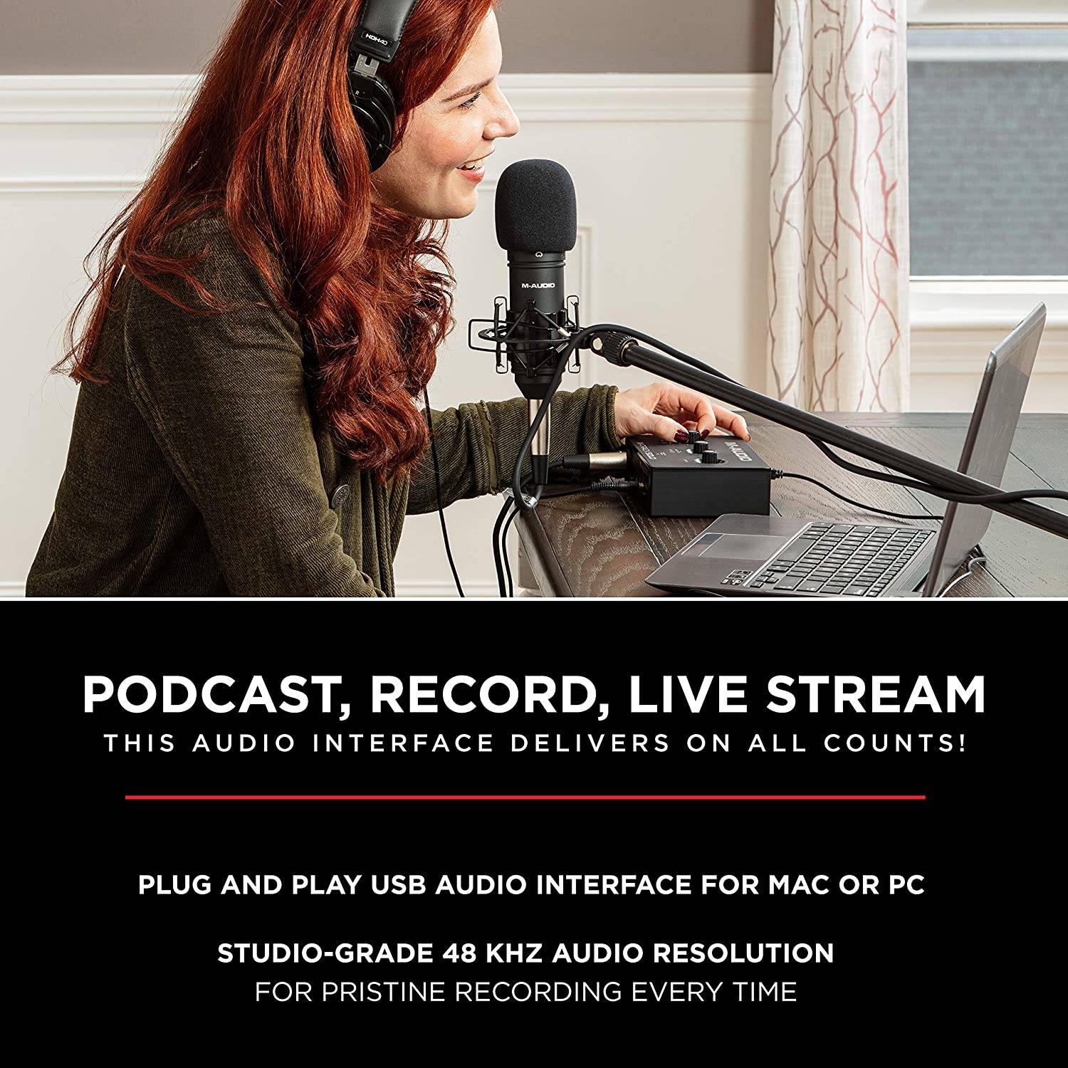 M-Audio M-Track Solo – USB Audio Interface for Recording, Streaming and Podcasting with XLR, Line and DI Inputs, Plus a Software Suite Included - Golchha Computers