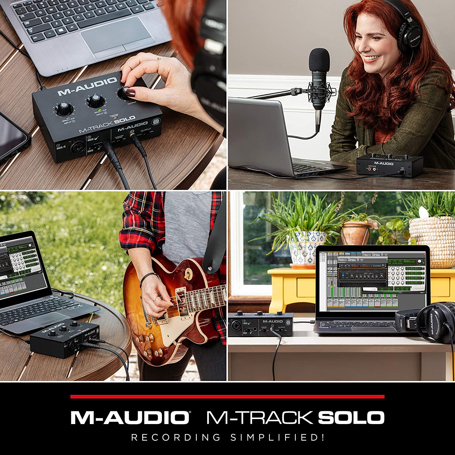 M-Audio M-Track Solo – USB Audio Interface for Recording, Streaming and Podcasting with XLR, Line and DI Inputs, Plus a Software Suite Included - Golchha Computers