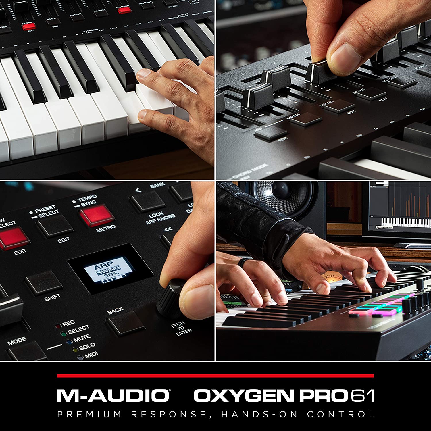 M-Audio Oxygen Pro 61 – 61 Key USB MIDI Keyboard Controller With Beat Pads, MIDI assignable Knobs, Buttons & Faders and Software Suite Included