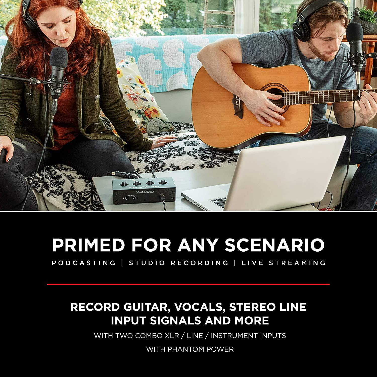 M-Audio M-Track Duo – USB Audio Interface for Recording, Streaming and Podcasting with Dual XLR, Line & DI Inputs, plus a Software Suite Included - Golchha Computers