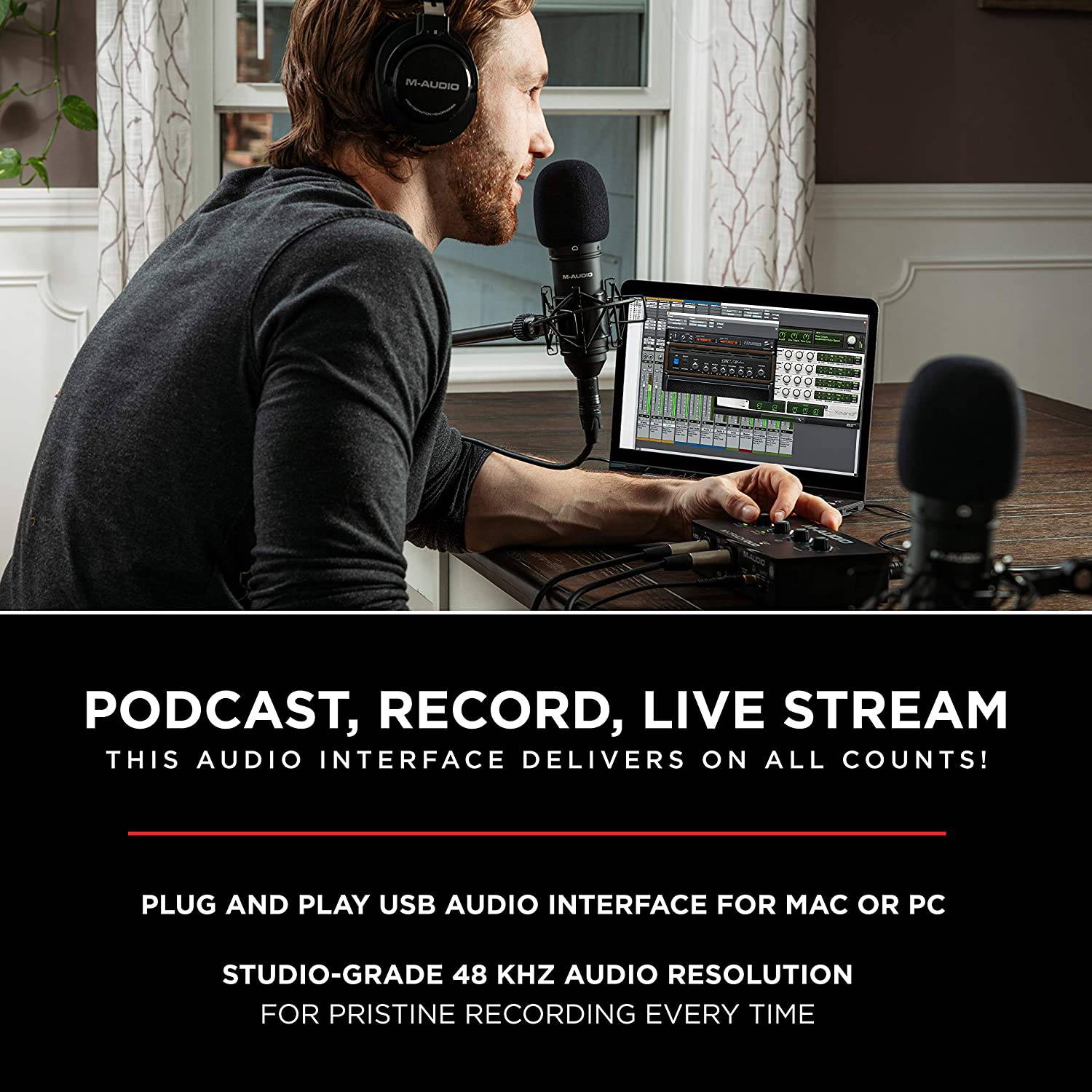 M-Audio M-Track Duo – USB Audio Interface for Recording, Streaming and Podcasting with Dual XLR, Line & DI Inputs, plus a Software Suite Included - Golchha Computers