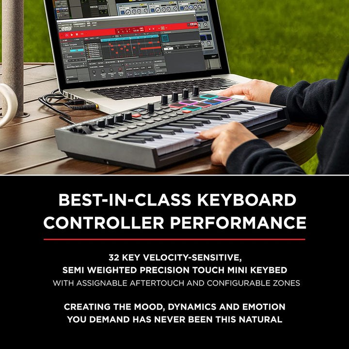 M-Audio Oxygen Pro Mini – 32 Key USB MIDI Keyboard Controller With Beat Pads, MIDI assignable Knobs, Buttons & Faders and Software Suite Included - Golchha Computers