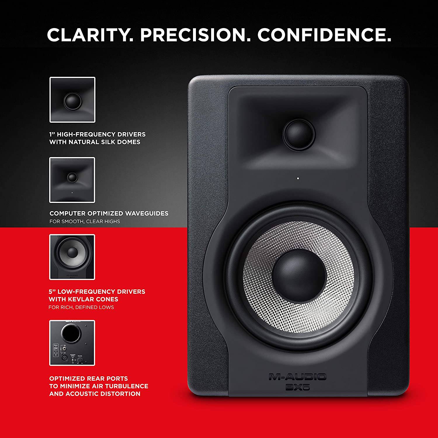 M-Audio BX5 D3 Pair - Compact 2-Way 5 Inch Active Studio Monitors / Loudspeakers for Music Production with Integrated Acoustic Room Control (Pair) - Golchha Computers