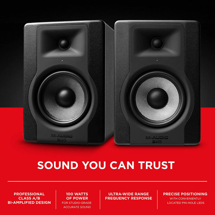 M-Audio BX5 D3 Pair - Compact 2-Way 5 Inch Active Studio Monitors / Loudspeakers for Music Production with Integrated Acoustic Room Control (Pair) - Golchha Computers
