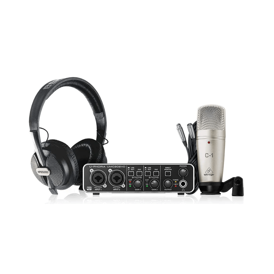 Behringer U-PHORIA STUDIO PRO Complete Recording Bundle with High Definition USB Audio Interface, Condenser Microphone and Studio Headphones - Golchha Computers