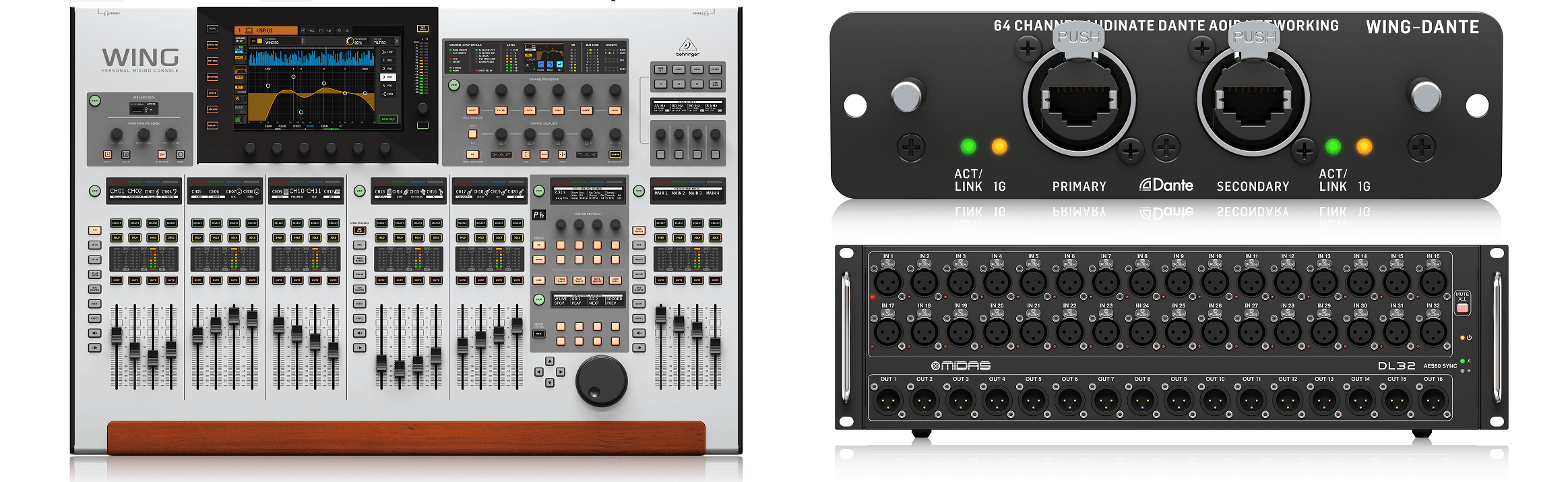 Behringer WING 48-channel Digital Mixer with Behringer Wing Dante with Midas DL 32 Stage Box Combo - Golchha Computers