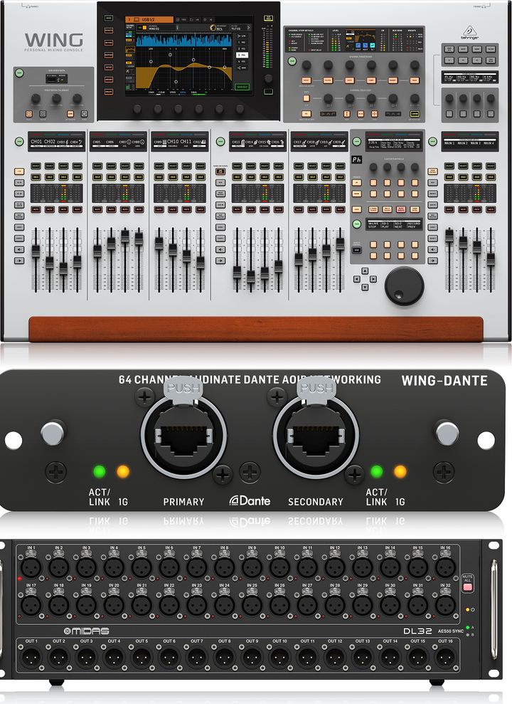Behringer WING 48-channel Digital Mixer with Behringer Wing Dante with Midas DL 32 Stage Box Combo - Golchha Computers