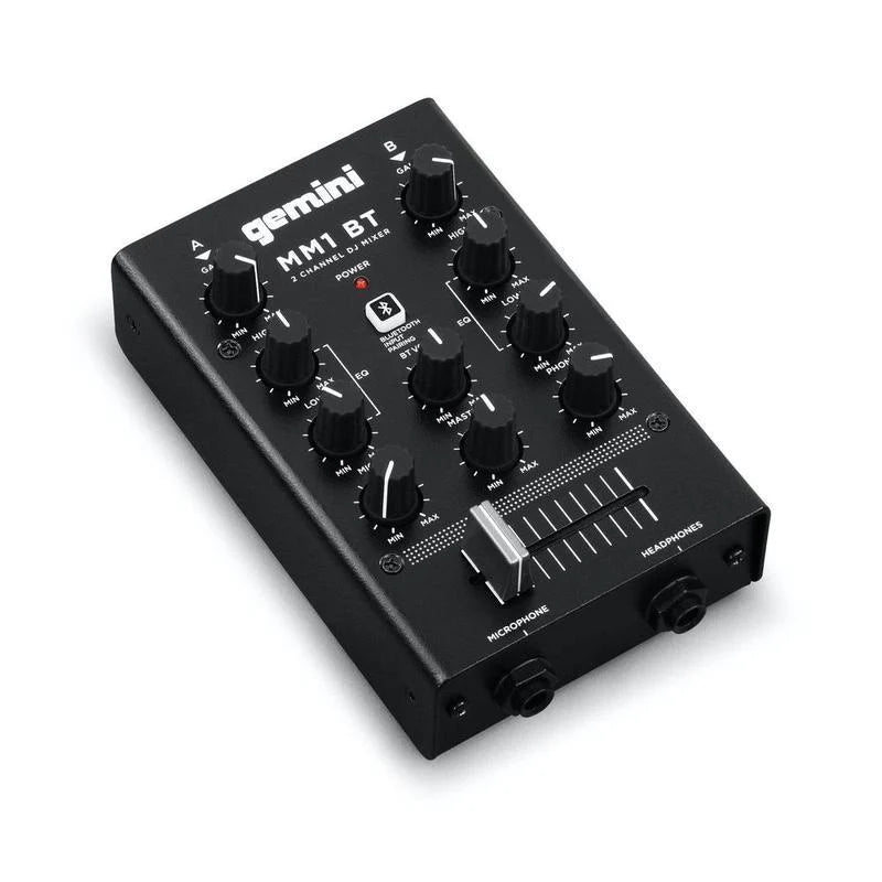 Gemini MM1BT 2-Channel Professional Analog DJ Mixer With Bluetooth Input