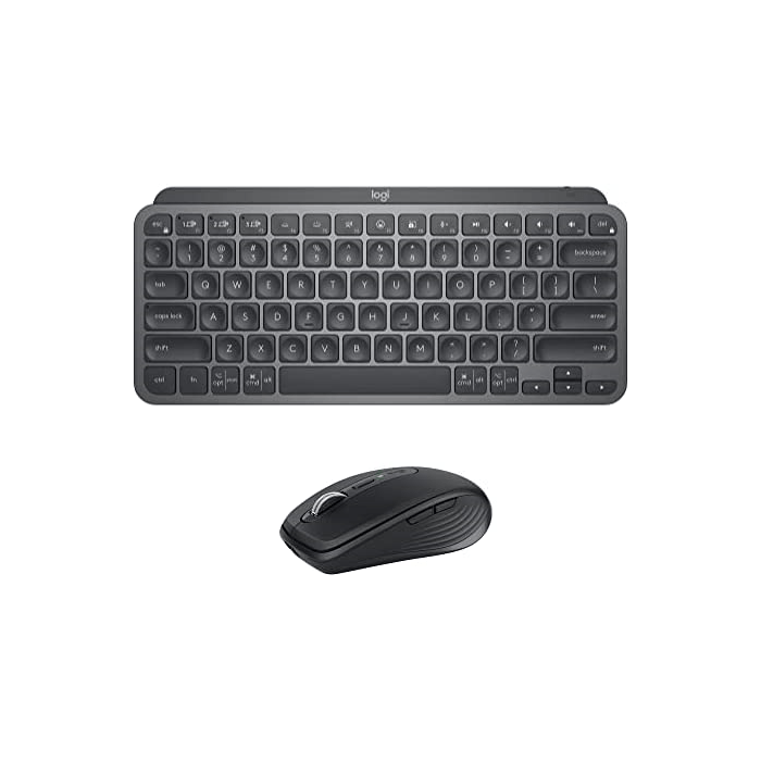 Logitech MX Keys Mini Keyboard + MX Anywhere 3 Wireless Mouse Combo - Backlit Keys, USB-C, Bluetooth, Ergonomic, Compact, Hyper-Fast Scroll, Multi-OS Compatible, PC/Mac, Graphite - Golchha Computers