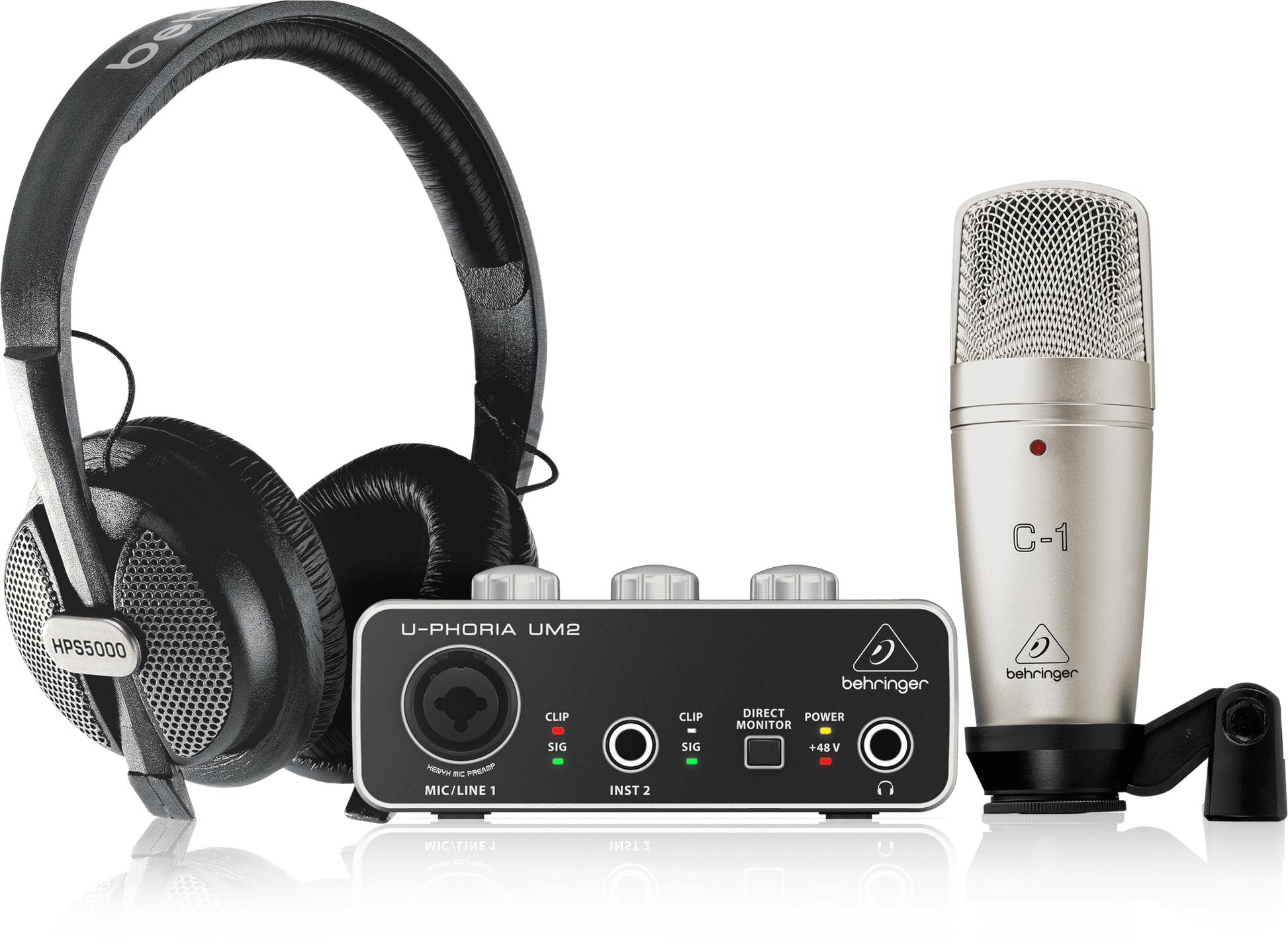 Behringer U-PHORIA STUDIO Complete Recording Bundle with High Definition USB Audio Interface, Condenser Microphone and Studio Headphones - Golchha Computers