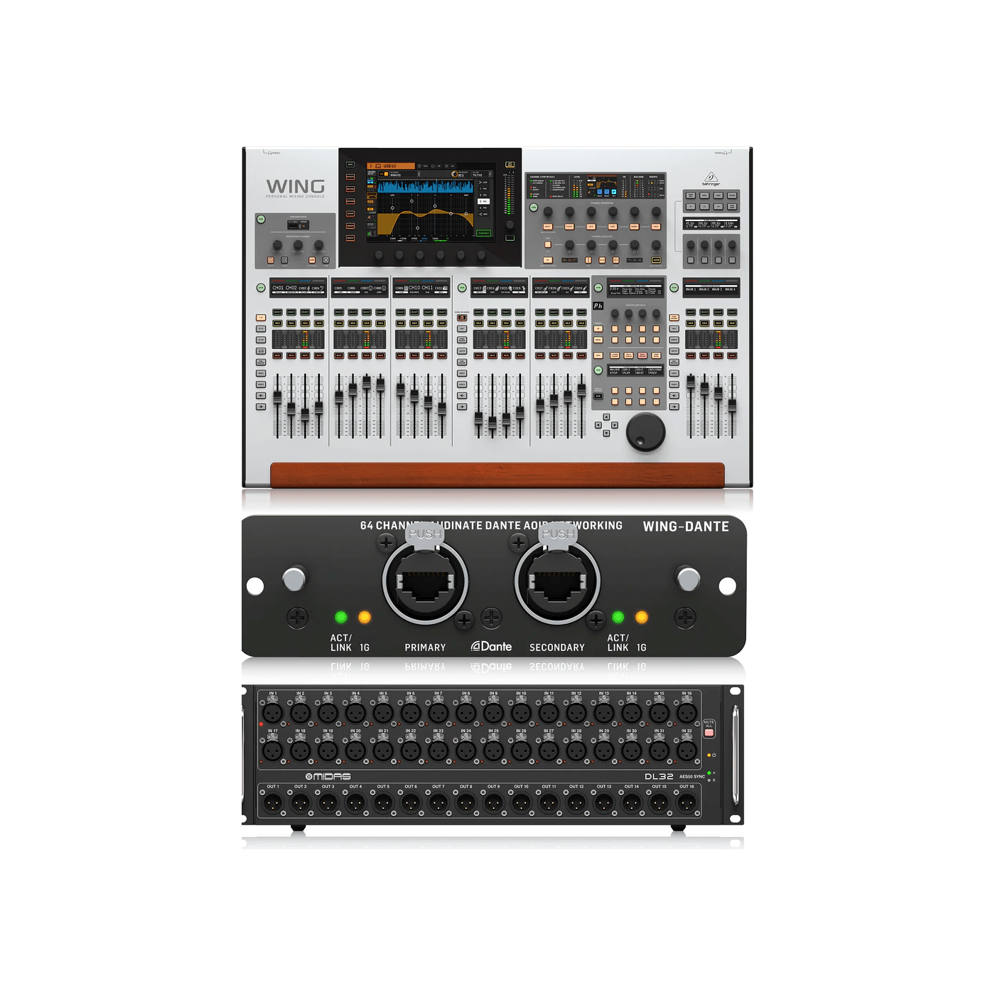 Behringer WING 48-channel Digital Mixer with Behringer Wing Dante with Midas DL 32 Stage Box Combo - Golchha Computers