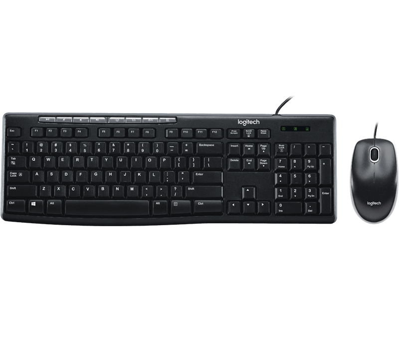 Logitech MK200 Media Corded Keyboard and Mouse Combo Plug-and-Play USB Combo with media keys - Golchha Computers